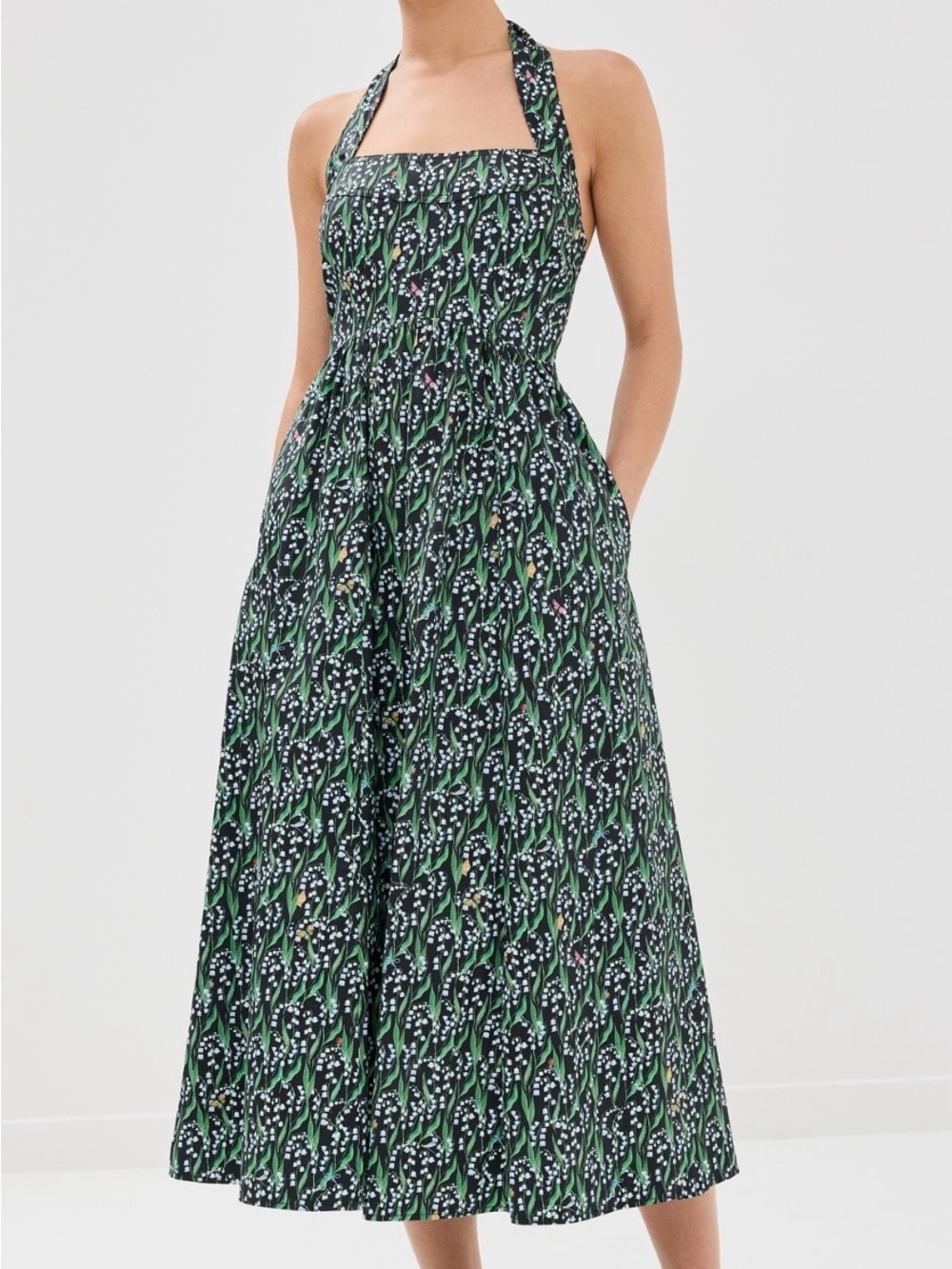 Hill House Home Fleur Midi Dress in the Lily of the Valley Black pattern - Picture 16 of 16